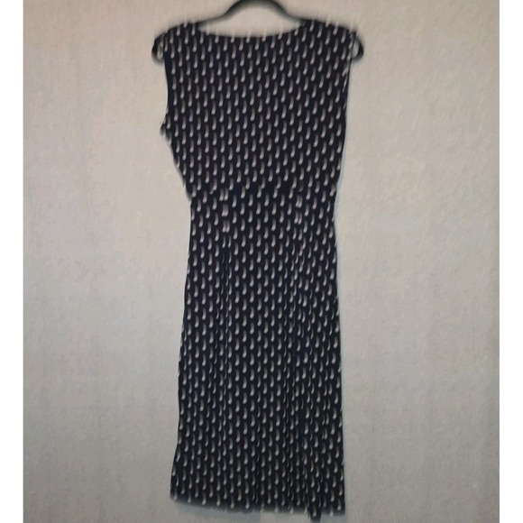 Connected Polka Dot Women's Size 8 Faux Wrap Dress Sleeveless Navy Blue & Ivory - Picture 9 of 9